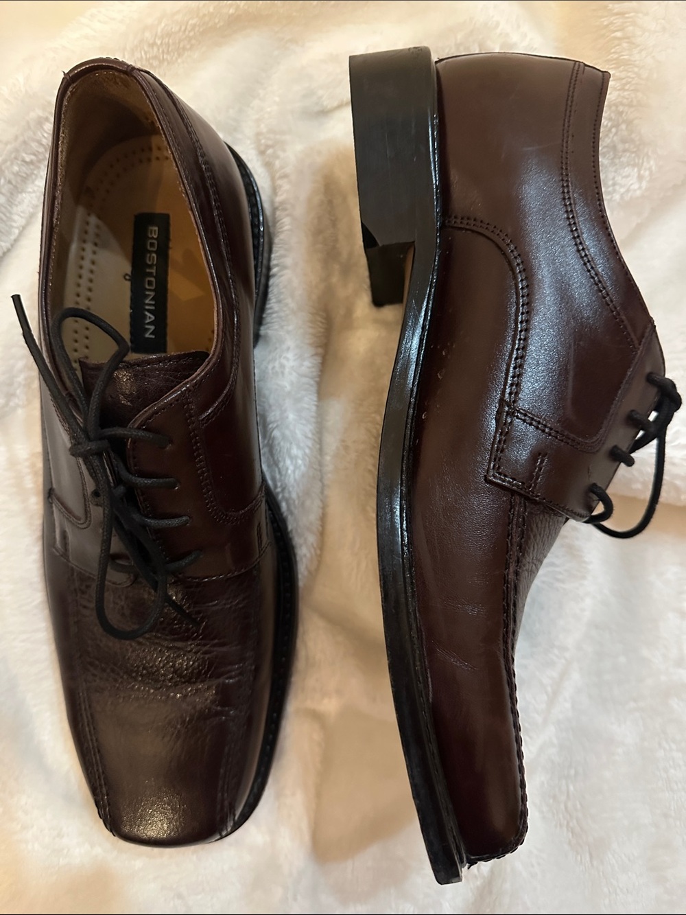 BOSTONIAN Men's Dark Brown Leather Oxford Dress Shoes Sz8.5 Luxury Classic Brand